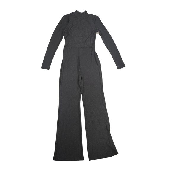 Superdown Nissa Open Back Sheer Black Shimmer Jumpsuit Size M - Picture 2 of 7